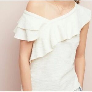 Dolan Anthropologie Louisa Ivory Off Shoulder Ruffle Top Size Medium NWT